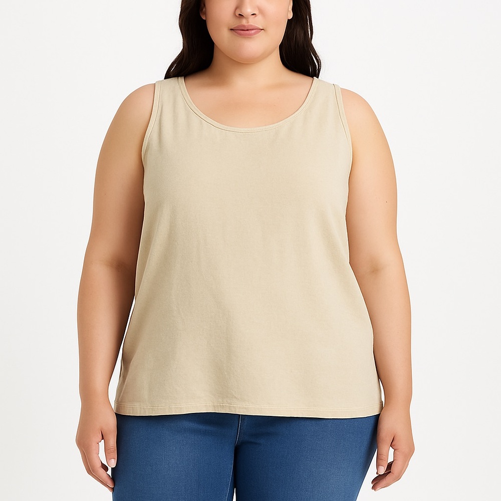 White Stag Linen Blend Sleeveless Tank Top Beige Women’s Plus 18W